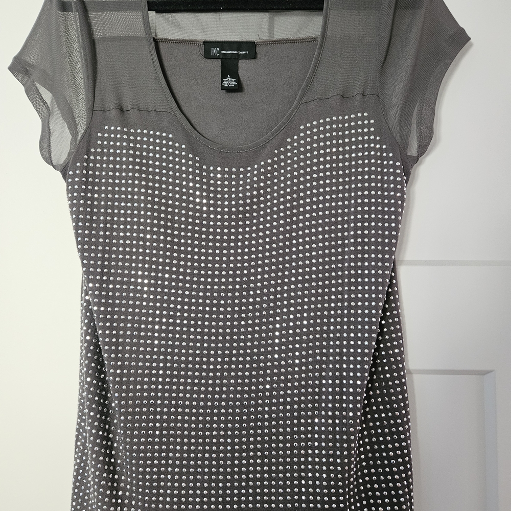 INC International Concepts Charcoal Studded Tee